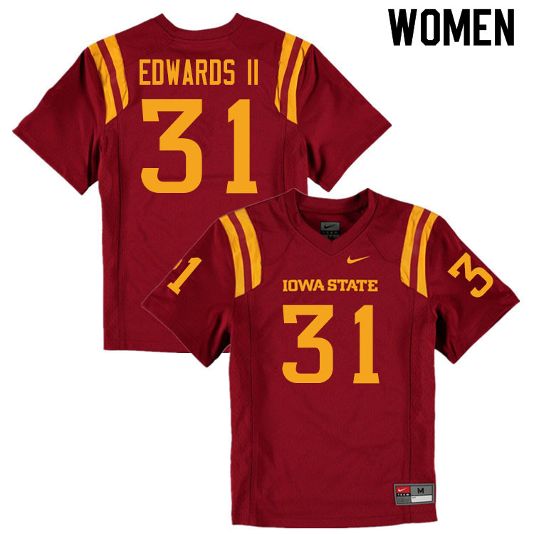 Iowa State Cyclones Women's #31 Virdel Edwards II Nike NCAA Authentic Cardinal College Stitched Football Jersey SO42C11WE
